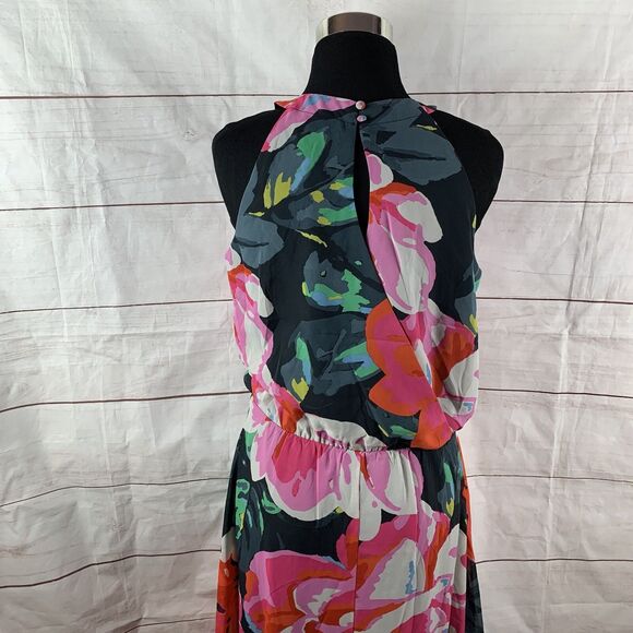 MSK Dress Floral Midi Party Wedding high-low Jeweled 8 M Kaftan lined elastic - Picture 13 of 16